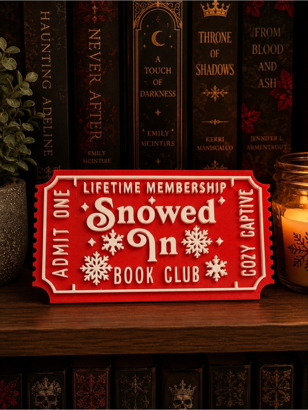 Snowed In Book Club Lifetime Membership Sign - Red and White